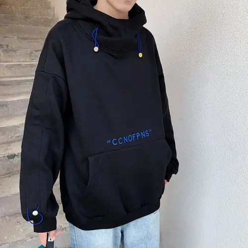 加绒卫衣男秋冬款连ins港风宽松潮流百搭帅气卫衣