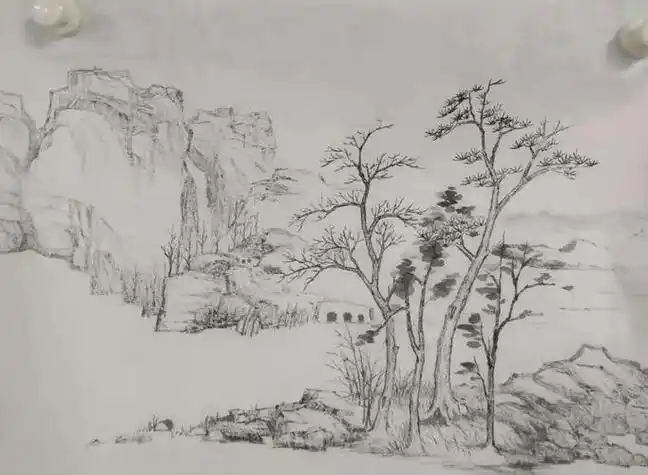 元建波山水画赏析:素描淡写 展现山水的豪迈与柔情