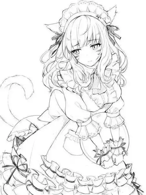 非常难得的动漫插画线描稿学习临摹素材三