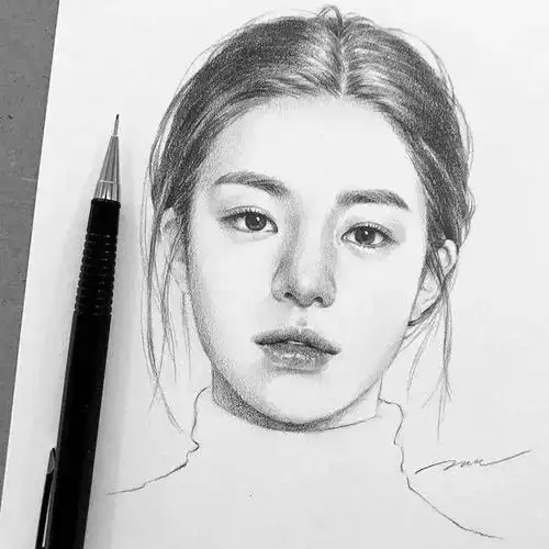 轻松感十足的素描画中小姐姐好漂亮比上色还好看