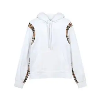 burberry博柏利 女款白色vintage格纹棉质超大连帽卫衣运动衫