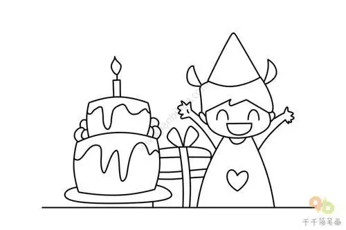 生日快乐的简笔画祝妈妈生日快乐的简笔画