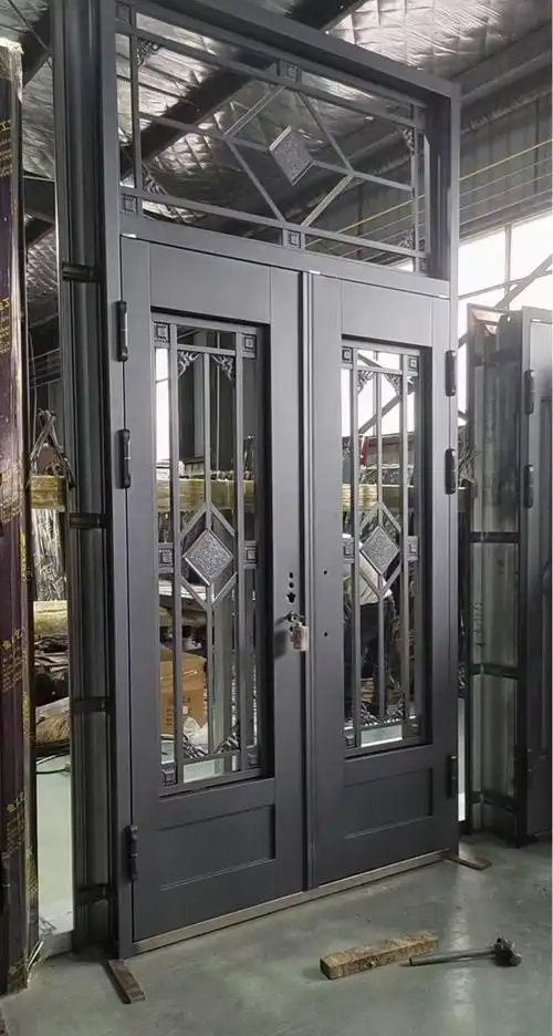 玻璃门别墅时尚进入门阳台玻璃门铝艺拼接工艺防盗门厂家私人特做