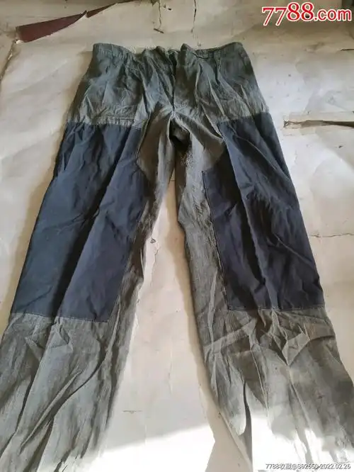 怀旧老手工补丁落色布裤