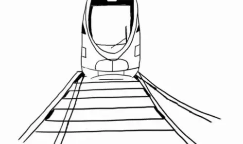 将火车紧紧地"卡"在两根铁轨之上,这就保证了铁轨走到哪里火车就能跑