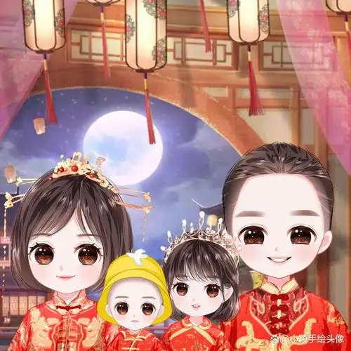 喜气满满过大年一家四口卡通头像可爱又好看