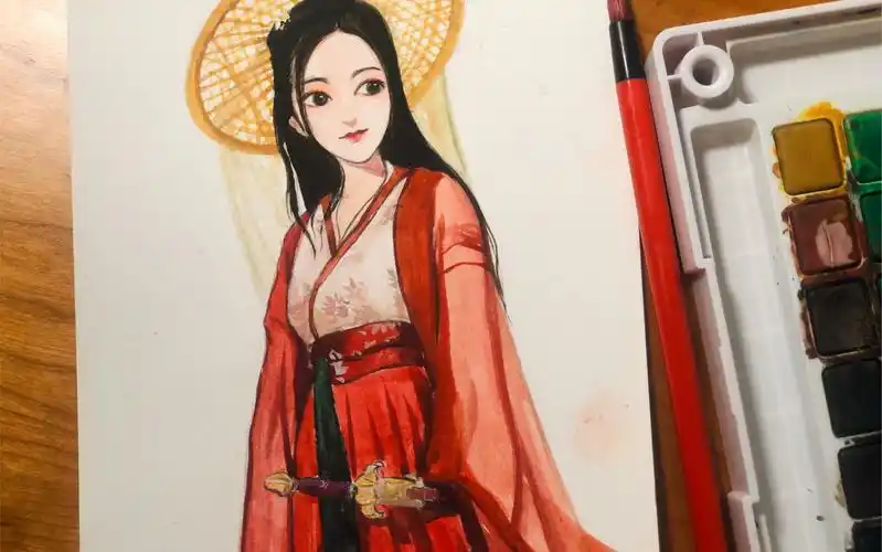 【水彩古风】一个女侠仗剑走天涯的美好回忆(我的童年梦)