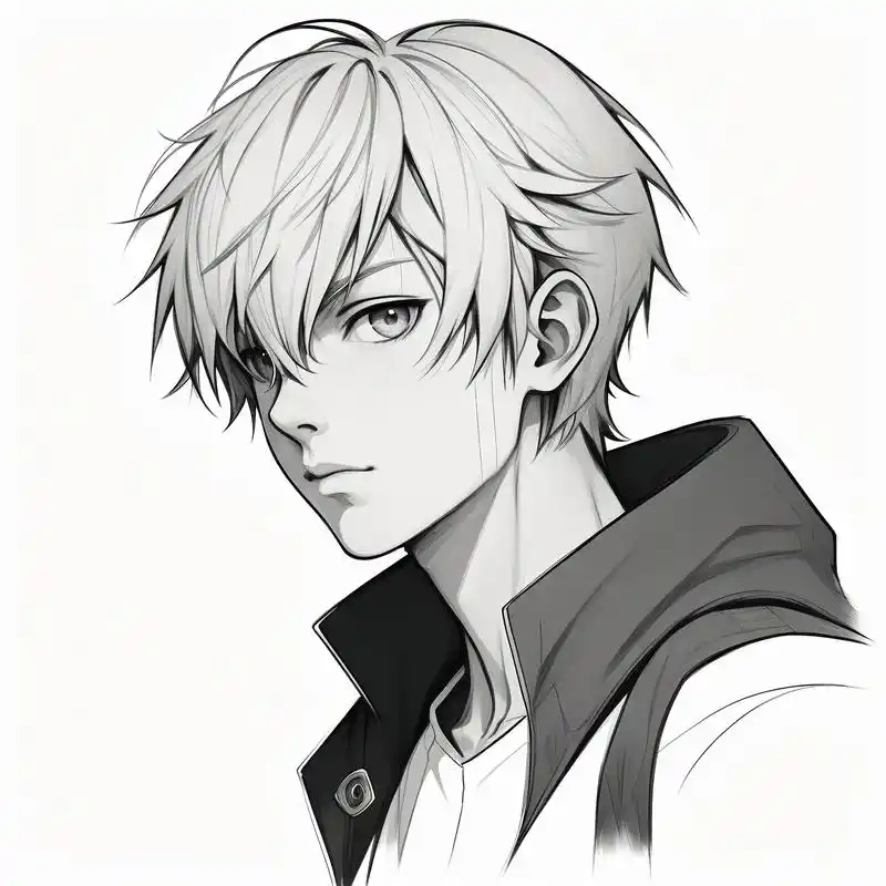 96黑白素描风抑郁男生头像94