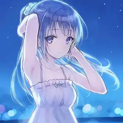 蓝色系动漫女头高清蓝色系二次元少女头像图片