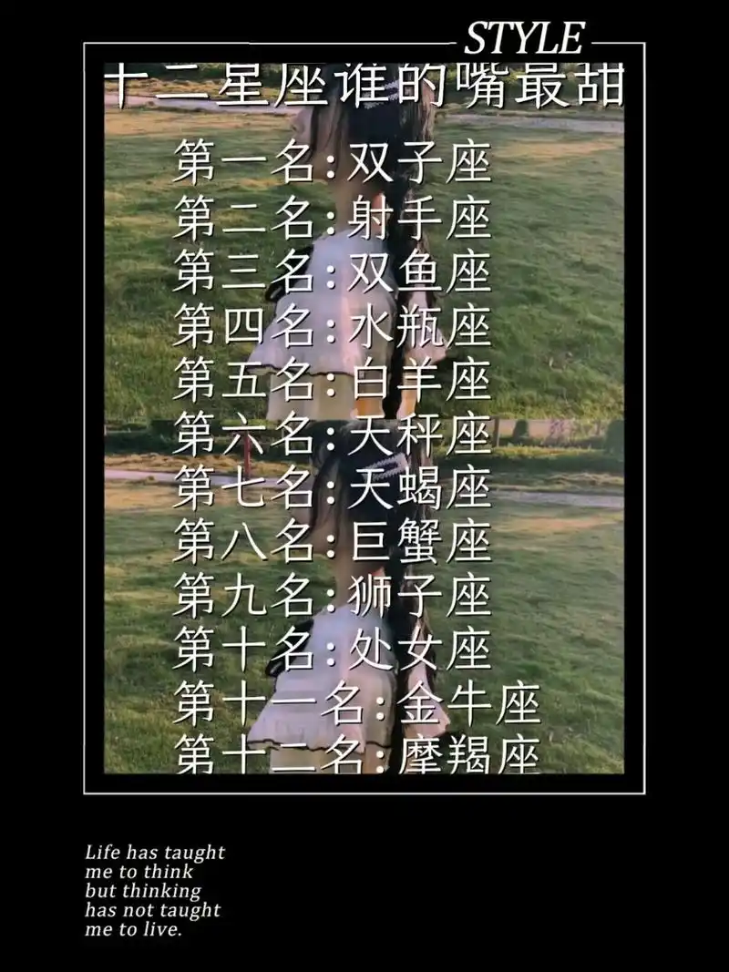 十二星座各种排行