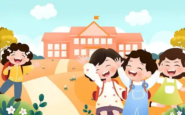 卡通新学期开学季书包插画元素蓝色卡通新学期新起点创意艺术字开学季