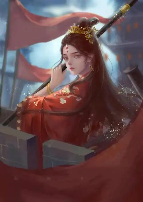 有没有好看的古风执剑红衣美女图片?_尚可名片