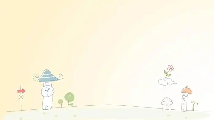10张可爱卡通插画风格ppt背景图片