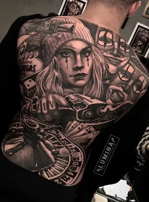 满背- 满背部位纹身图案时尚刺青图样大全