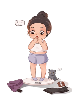 减肥健身胖女孩人物形象称体重震惊