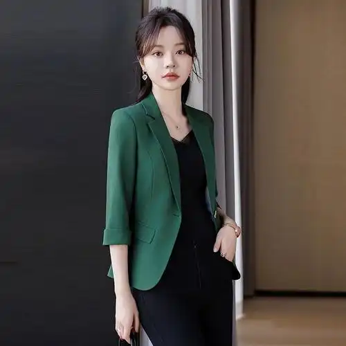 薄款休闲气质西服小西装2024新款气质小个子短款外套女夏季七分袖