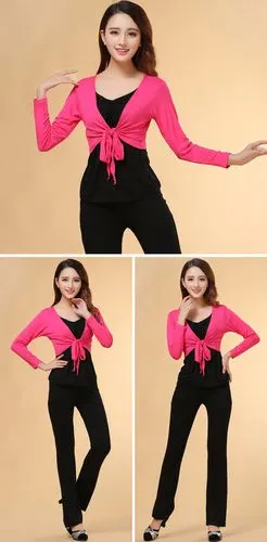 广场舞服 中老年广场舞套装新款莫代尔长袖演出练功跳舞舞蹈服装女