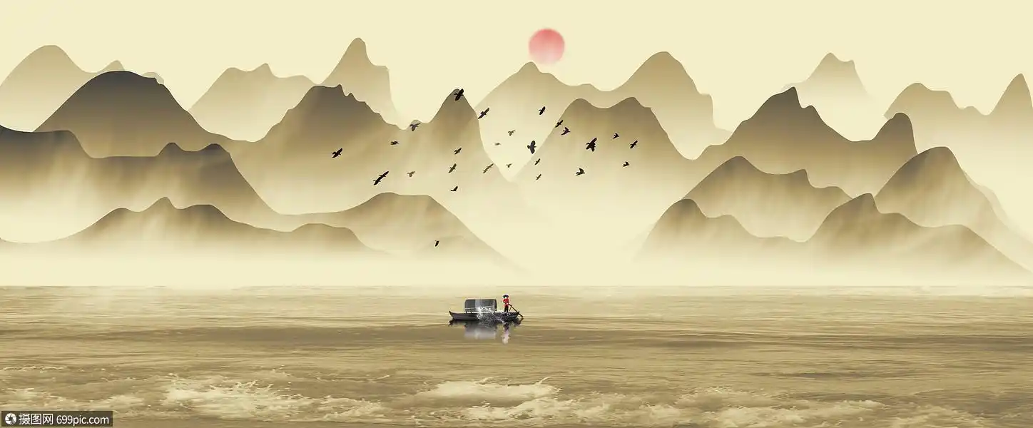 水墨山水古风淡雅图片