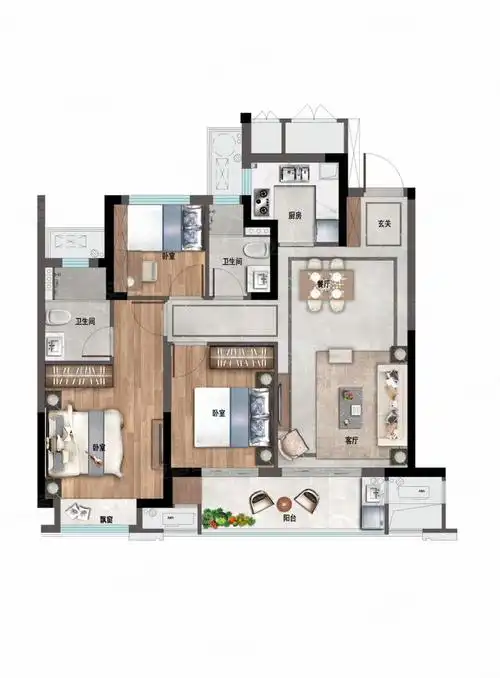 财富公馆3室2厅2卫130㎡南北105万