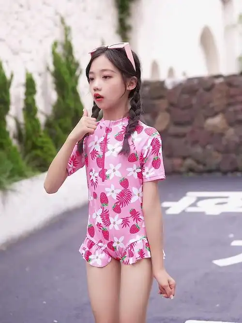 新款儿童泳衣 女童公主可爱泳衣 宝宝连体游泳衣儿童比基尼冲浪服