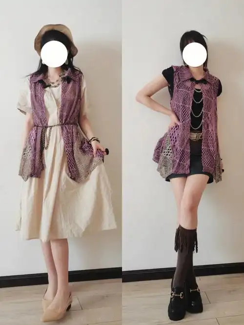 16镂空钩花开衫不同风格穿搭