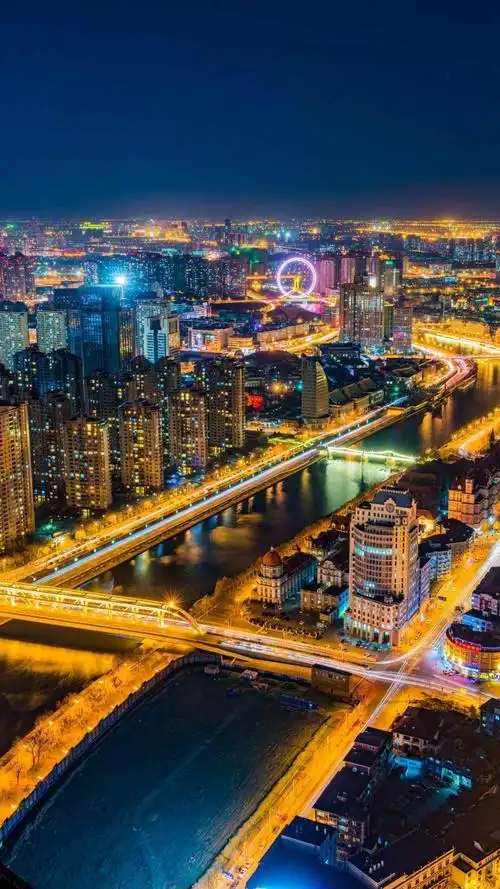 天津美丽的夜景,锁屏图片,高清手机壁纸,风景-回车桌面