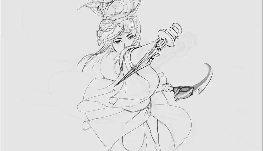 插画英雄联盟腥红之月鬼舞姬阿卡丽