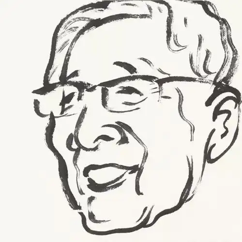 华罗庚 17cm×17cm 纸本水墨老舍 17cm×17cm 纸本水墨冯友兰 17cm