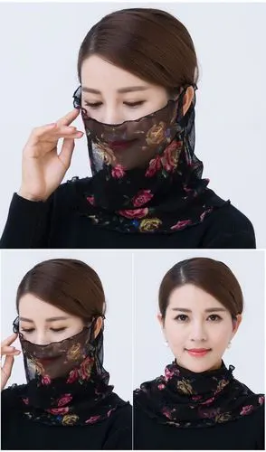 【轻薄 透气不闷】夏天用的套头丝巾丝网眼围脖女套头蒙面纱骑行遮阳