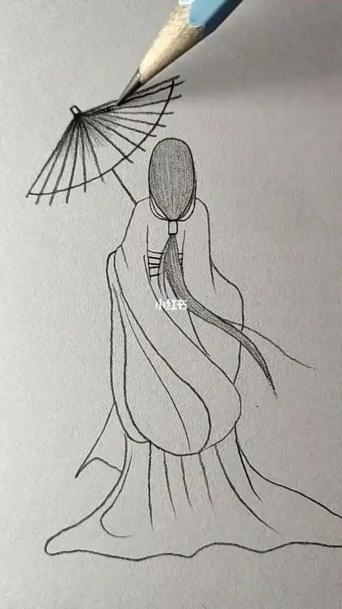 挑逗小鸟的女子素描 插画 古风古风素描头像女生唯美手绘 古风 女子