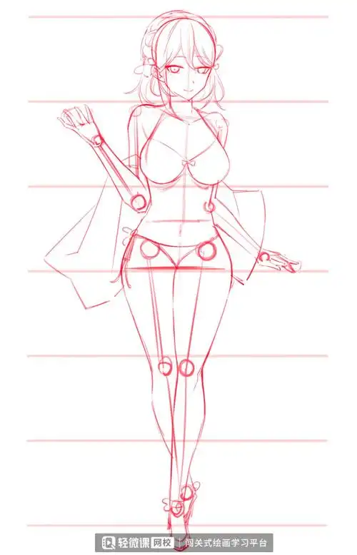 二次元动漫人体教程!_绘画_胸腔_比例