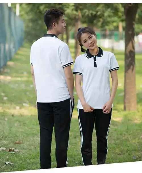 2021夏季初中生校服套装中学生蓝白短袖班服高中生宽松运动服夏装