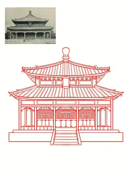 国风元素线稿练习67100古建筑