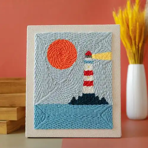 俄罗斯毛线戳戳绣墩绣搓搓绣手工diy毛线画 风景画装饰画手工礼物