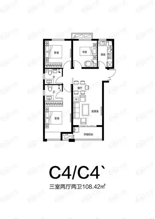 三期c4户型三室两厅两卫