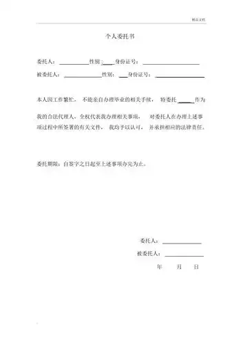 个人委托书精简版