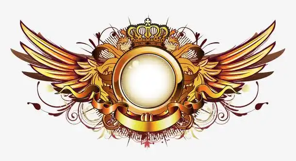 金色皇冠翅膀外框免抠素材免费下载_觅元素51yuansu.com