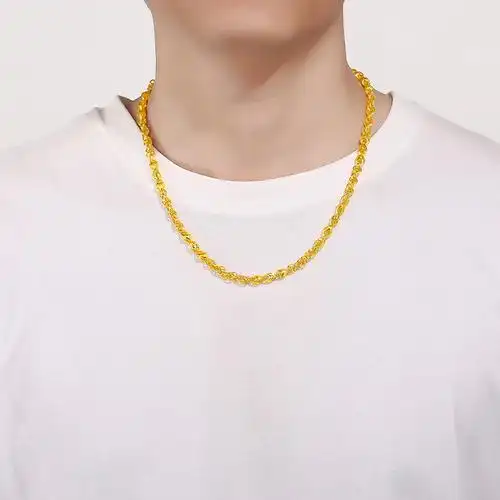 周六福黄金项链男款经典富贵显粗足金男链计价大气豪华送爸爸