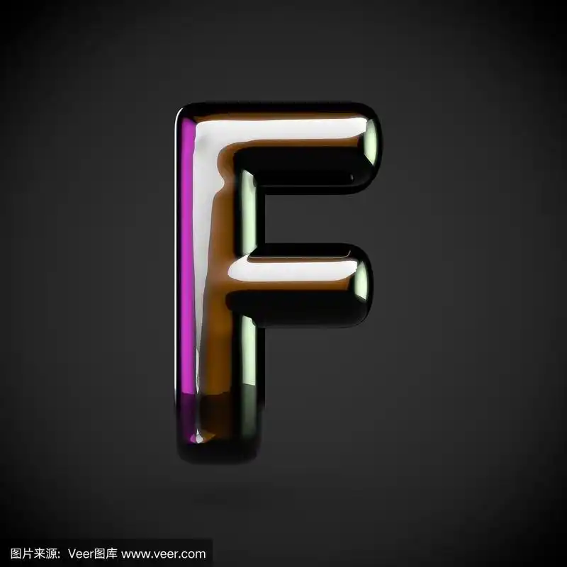 有彩色反光的黑色大写字母f