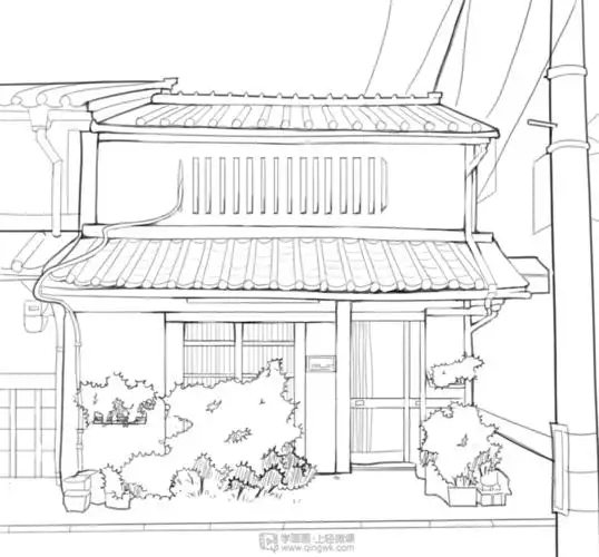 动漫插画之室外场景线条练习