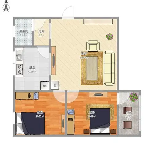 50平米两室一厅平面图赏析50平米两居室装修图
