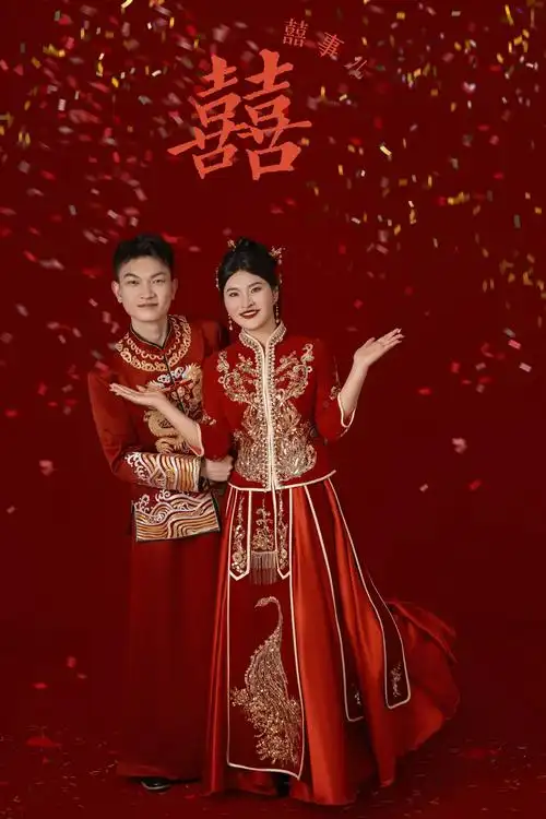 结婚照 #秀禾 #红底照片背景纯色 #秀禾婚纱照 ##婚纱摄影 #结婚照片