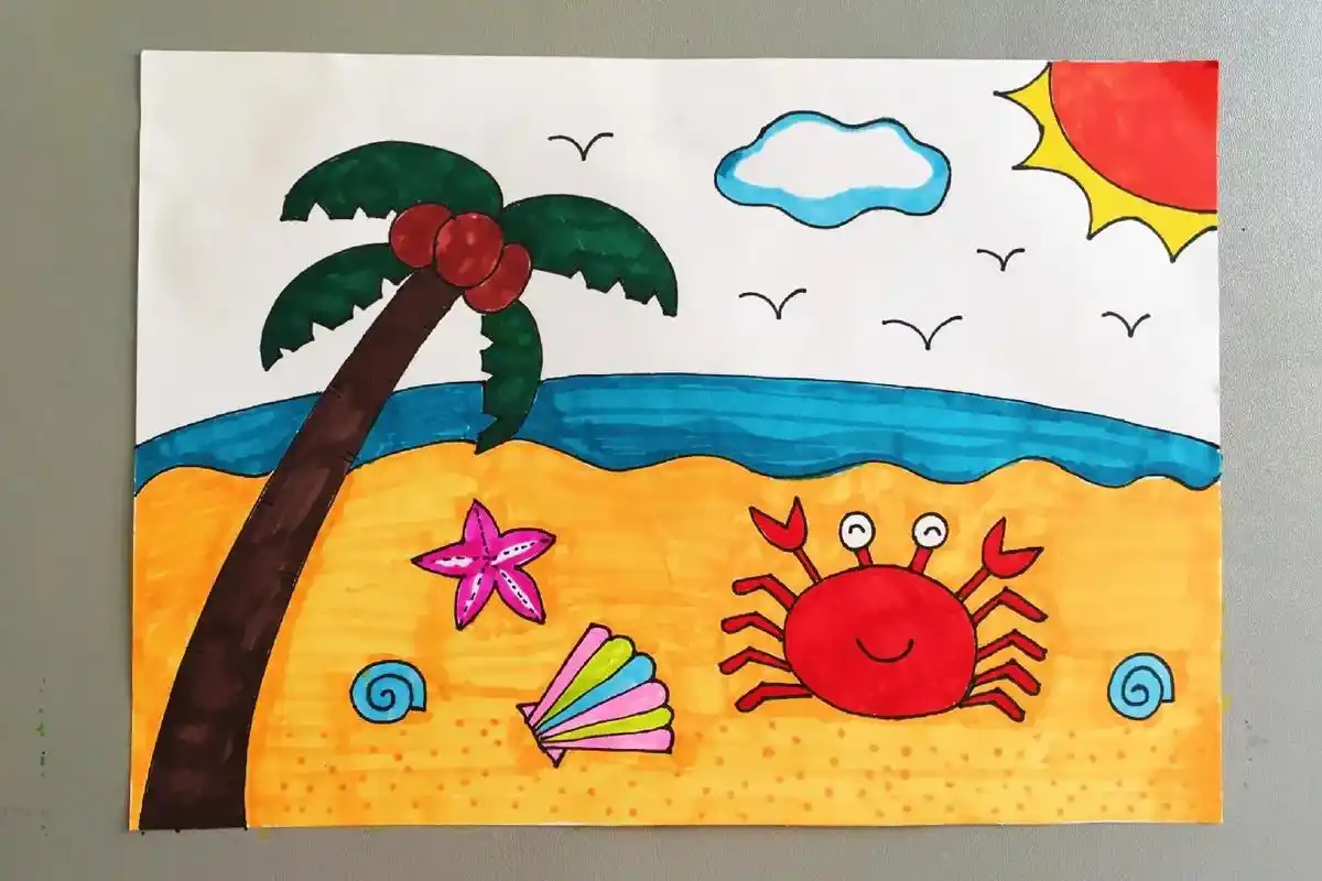 夏日海滩主题画