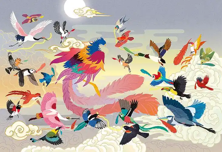 百鸟朝凤|插画|儿童插画|momohuhu - 原创作品 - 站酷 (zcool)