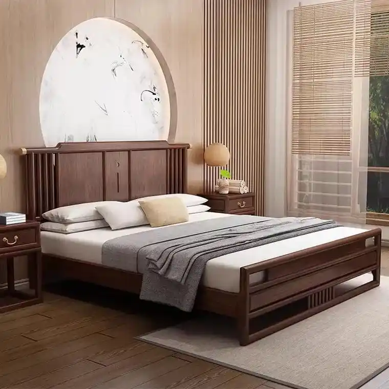 新中式白蜡木实木床禅意简约主卧婚床储物高箱1.8米1.5民宿 - 抖音