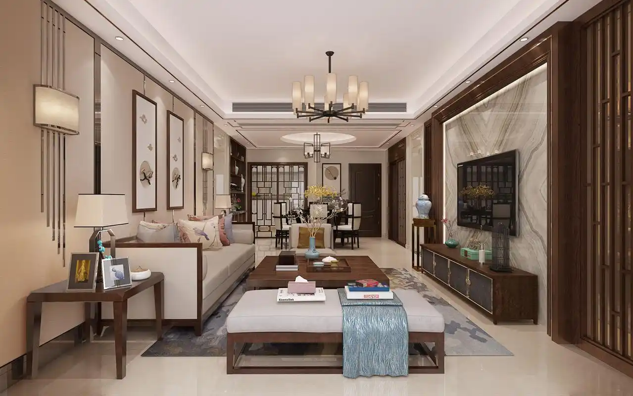 深圳:颐安都会中央,现代新中式装修风格效果图