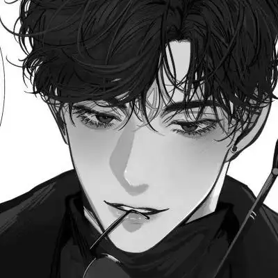 帅气动漫男生头像黑白图片