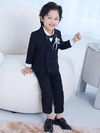 卡米班花童礼服男儿童演出服312岁小男孩西装套装帅气条纹小童婚礼