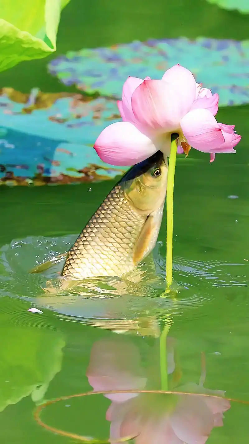 鲤鱼戏莲花,见者龙凤呈祥.#荷花 #壁纸 #见者好运 #许愿 - 抖音