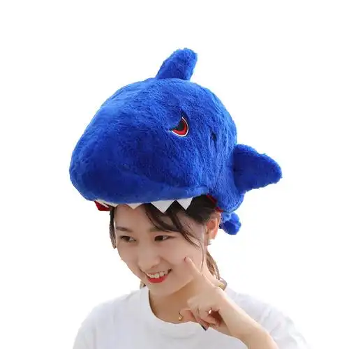 可爱卡通搞怪创意张大嘴巴咬头鲨鱼头套帽子帽子